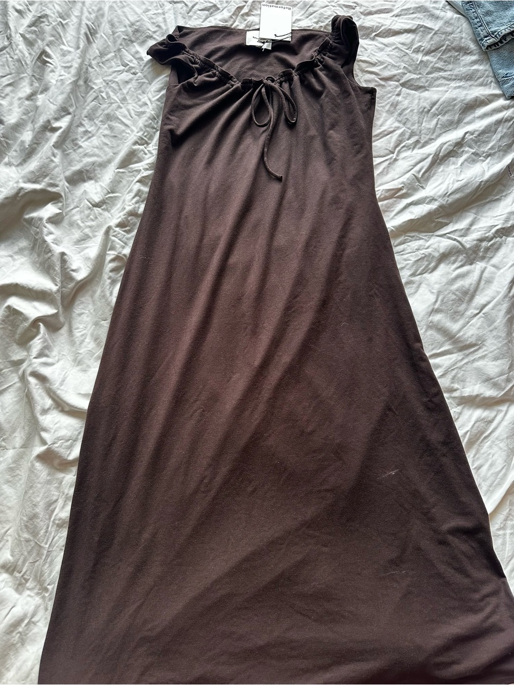 Reformation Contemporary Milo Knit Midi Dress Brown Size XL Brand New With Tags - Picture 2 of 9